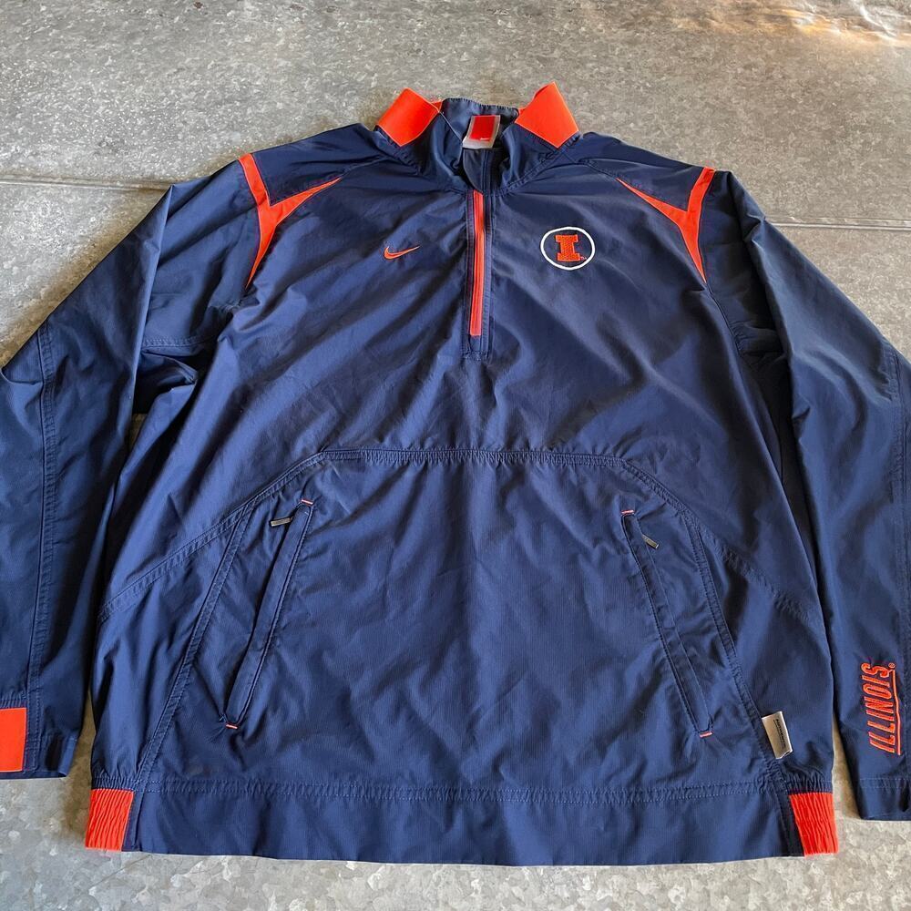 Vintage Illinois Fighting Illini Nike Fit Storm Windbreaker Jacket Large 90s